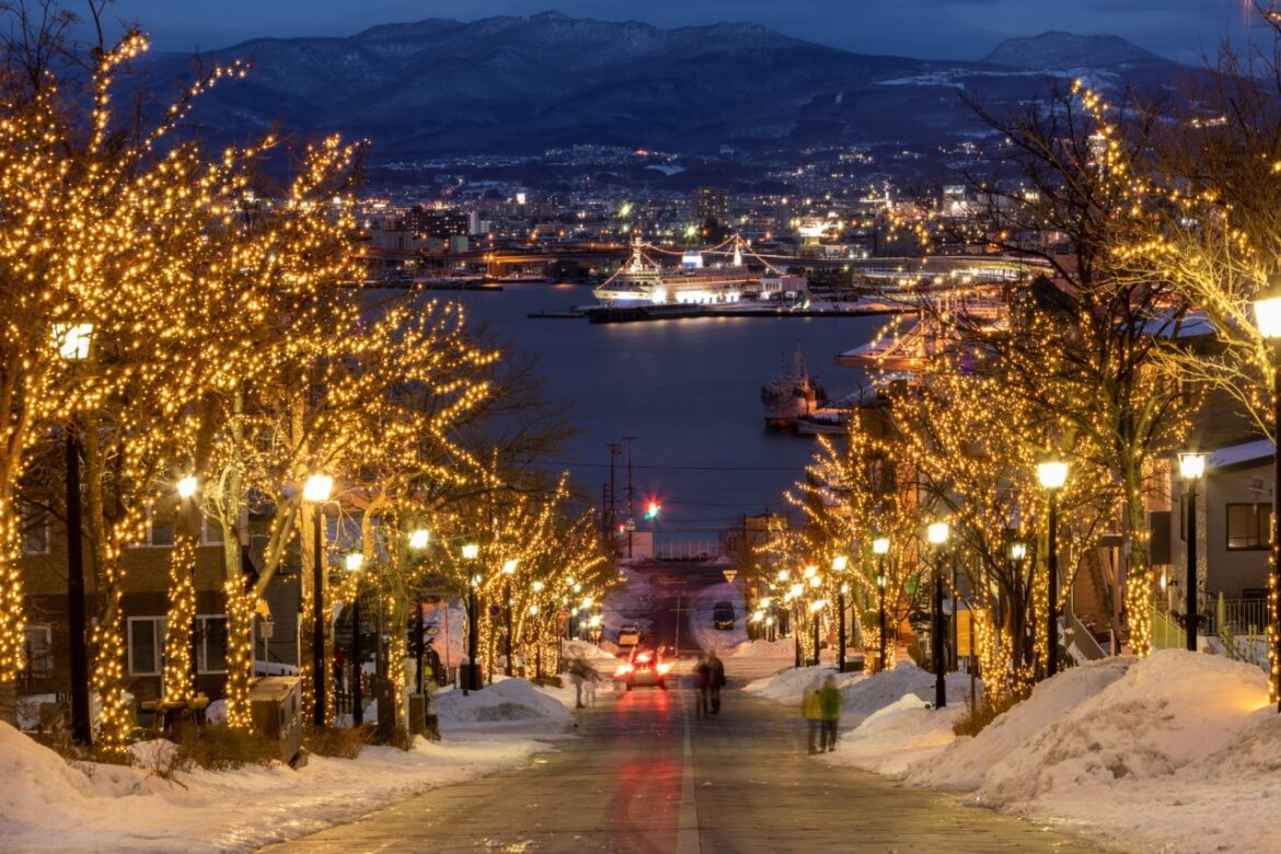 Ở Nhật Bản, nhiều con đường rực tỡ ánh sáng được chuẩn bị cho ngày lễ Giáng sinh. Năm nay, do ảnh hưởng của đợt tuyết rơi dày, người dân hạn chế ra đường và chủ yếu quây quần bên gia đình.