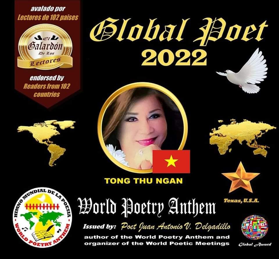 Một tấm bằng chứng nhận từ cuộc thi Thơ toàn cầu năm 2022 được trao cho bà Tống Thúy Ngân - Ảnh: FBNV