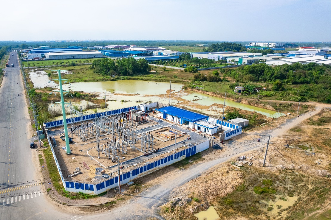 Toàn cảnh Trạm kỹ thuật số 110kV Tân Phú Trung nằm trong khu công nghiệp Tân Phú Trung, huyện Củ Chi, TPHCM