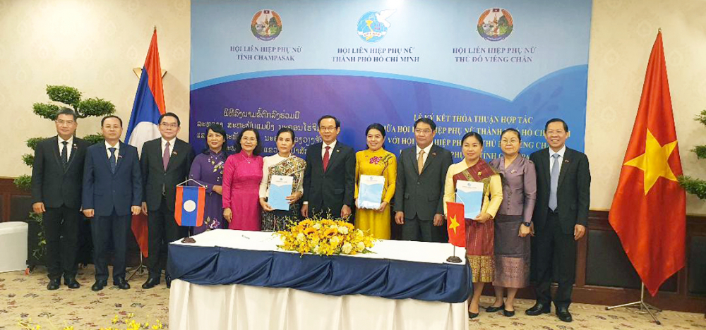 Hội LHPN TPHCM đã ký kết biên bản ghi nhớ hợp tác với Hội LHPN Thủ đô Viêng Chăn và Hội LHPN tỉnh Champasak (Lào) - giai đoạn 2022-2026