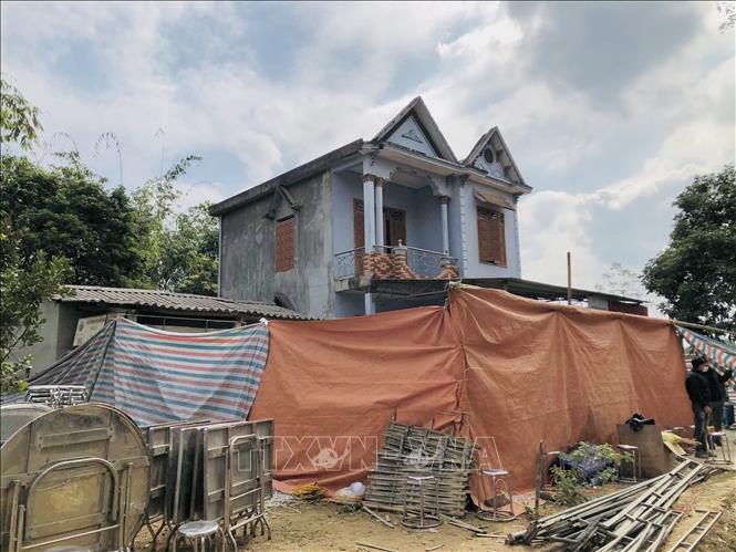 Ngôi nhà tại thôn Tân Lập xã Trung Hòa, huyện Chiêm Hóa, tỉnh Tuyên Quang nơi xảy ra vụ việc thương tâm - Ảnh: TTXVN