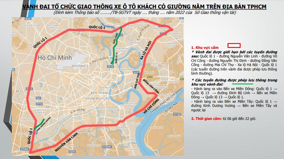 Cấm xe ô tô giường nằm vào nội đô TPHCM từ 6 giờ ngày 10/1/2023