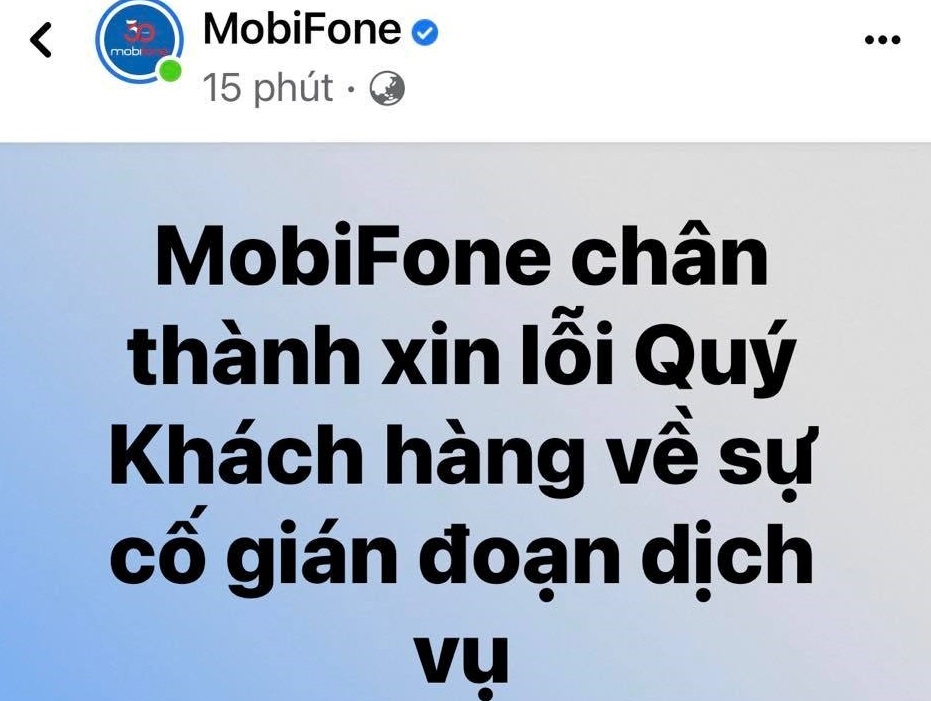 Mobifone đăng thông tin xin lỗi khách hàng vào chiều 4/1