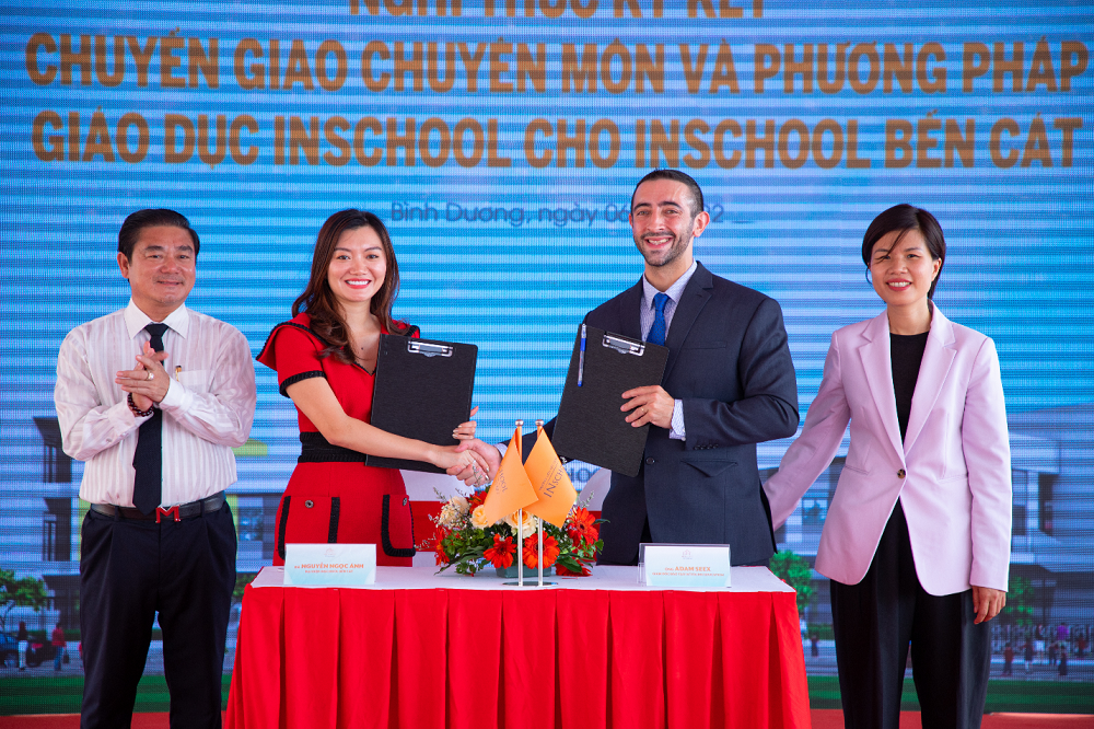 Lễ ký kết hợp tác giữa Kim Oanh Group và Interlink Education xây dựng hệ thống trường học liên cấp Inschool tại khu đô thị Mega City (Bến Cát, Bình Dương) - Ảnh: Kim Oanh Group