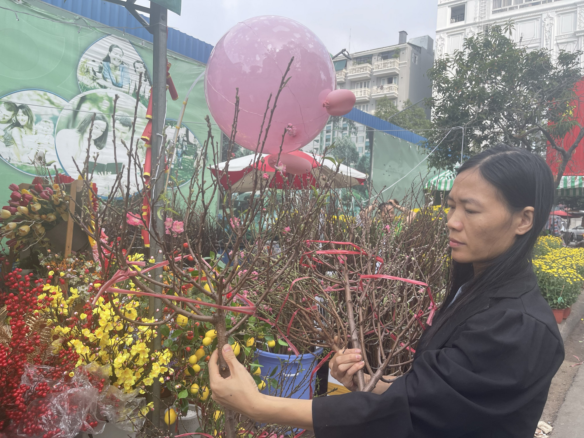 Ngày 23 tháng Chạp, khu vực chợ Tân Mỹ (Quận 7) tràn ngập các loại hoa Tết được bày bán. 