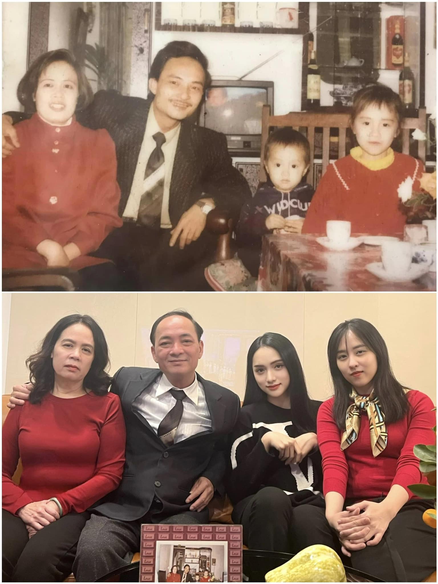 Gia đình hoa hậu Hương Giang tái hiện lại bức 