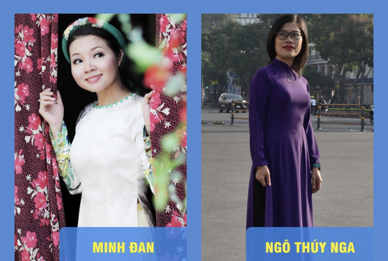 Poster nhà thơ Minh Đan và Ngô Thúy Nga tại không gian Đường thơ năm nay