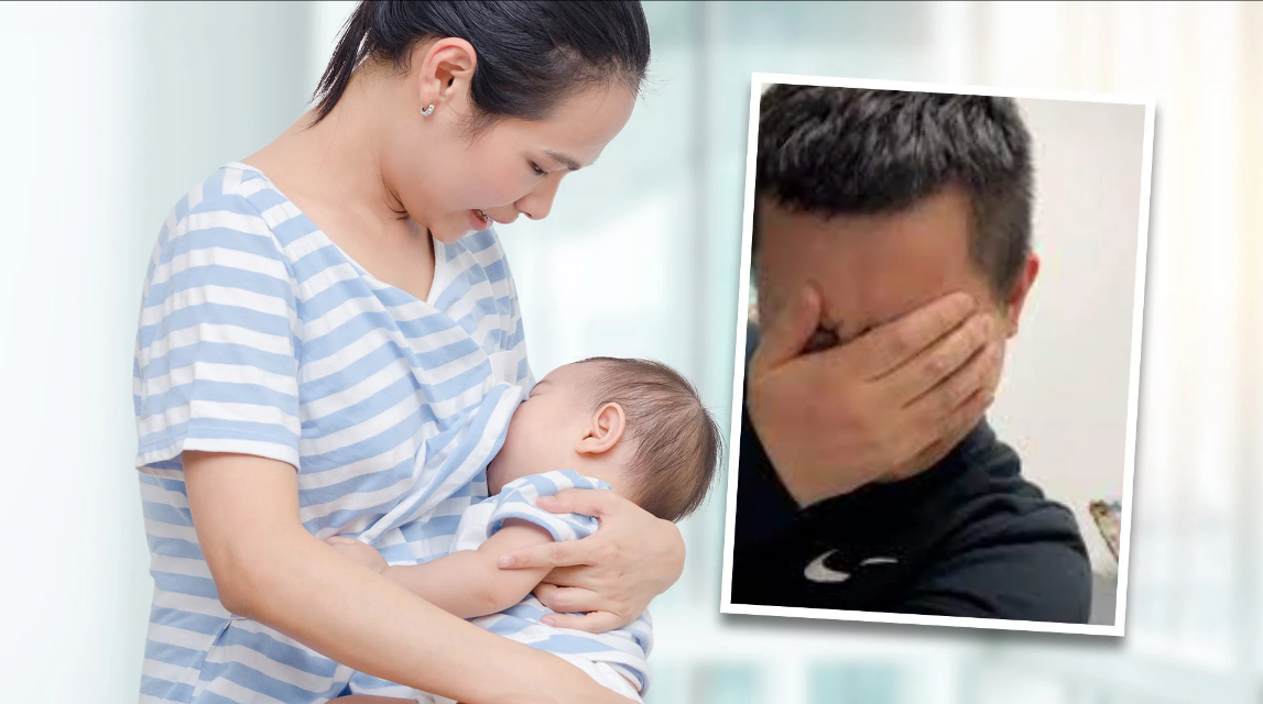 Clip người chồng khóc nức nở tố cáo bộ mẹ vợ vì vợ mình bị mất ngủ suốt một thời gian dài do phải chăm em bé đang gây sốt trên mạng xã hội Trung Quốc - Ảnh: SCMP