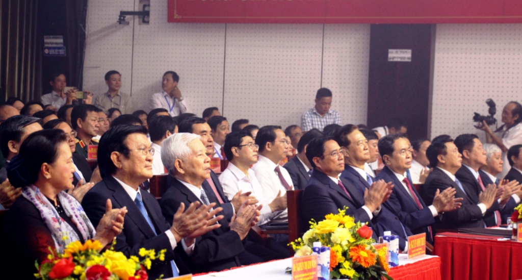 Thủ tướng Chính phủ Phạm Minh Chính cùng các đồng chí lãnh đạo, nguyên lãnh đạo Đảng, Nhà nước và các đại biểu dự Lễ kỷ niệm 110 năm ngày sinh đồng chí Huỳnh Tấn Phát.