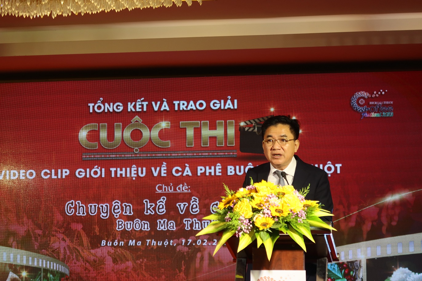 Giám đốc Sở Thông và Truyền thông Trương Hoài Anh nói về kết quả của cuộc thi video clip giới thiệu về Cà phê Buôn Ma Thuột