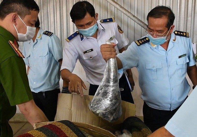 Số tang vật trên lô hàng từ Nam Phi về Việt Nam do Cục Hải quan thành phố Đà Nẵng đã kiểm tra, phát hiện ngày 17/07/2021