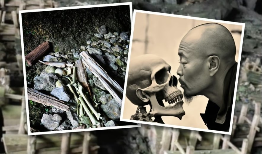 Một người đàn ông Trung Quốc đã làm ô uế một khu mộ cổ bằng cách mở quan tài, sắp xếp lại xương và hôn hộp sọ, tất cả những gì anh ta phát trực tiếp, đã bị kết án 9 tháng tù treo. Ảnh: SCMP tổng hợp