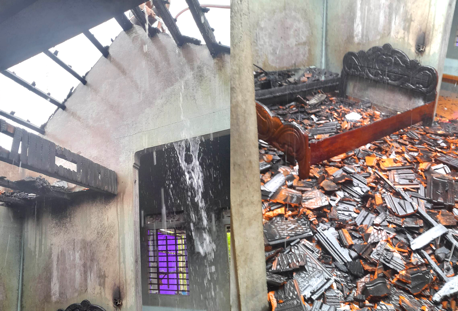 Căn nhà bị thiêu rụi sau vụ hỏa hoạn - Ảnh: Khánh Trung 