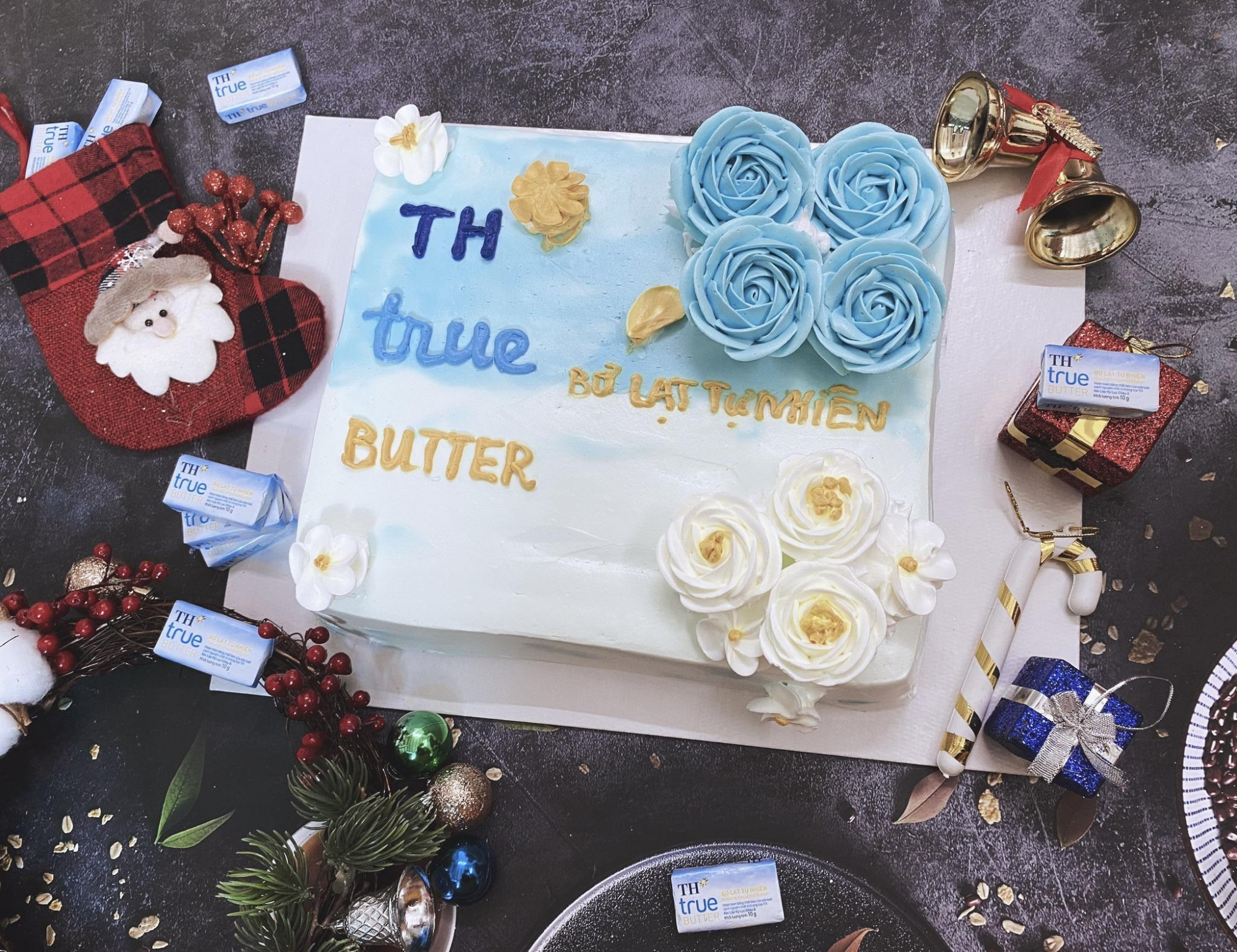 Chiếc bánh kem sử dụng bơ tự nhiên TH true BUTTER của chị Quỳnh Mai. Nguồn ảnh: Cuộc thi Vui trọn món ngon - fanpage TH true MILK