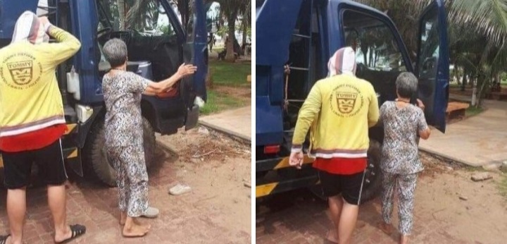 Câu chuyện chàng trai đưa mẹ đi Vũng Tàu bằng xe ben khiến cộng đồng mạng xúc động (Nguồn fb Nguyễn Quang Vinh)