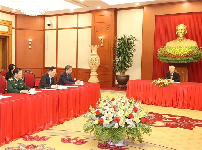 Tổng Bí thư Nguyễn Phú Trọng điện đàm cấp cao với Tổng thống Hoa Kỳ Joe Biden - Ảnh: Trí Dũng/TTXVN