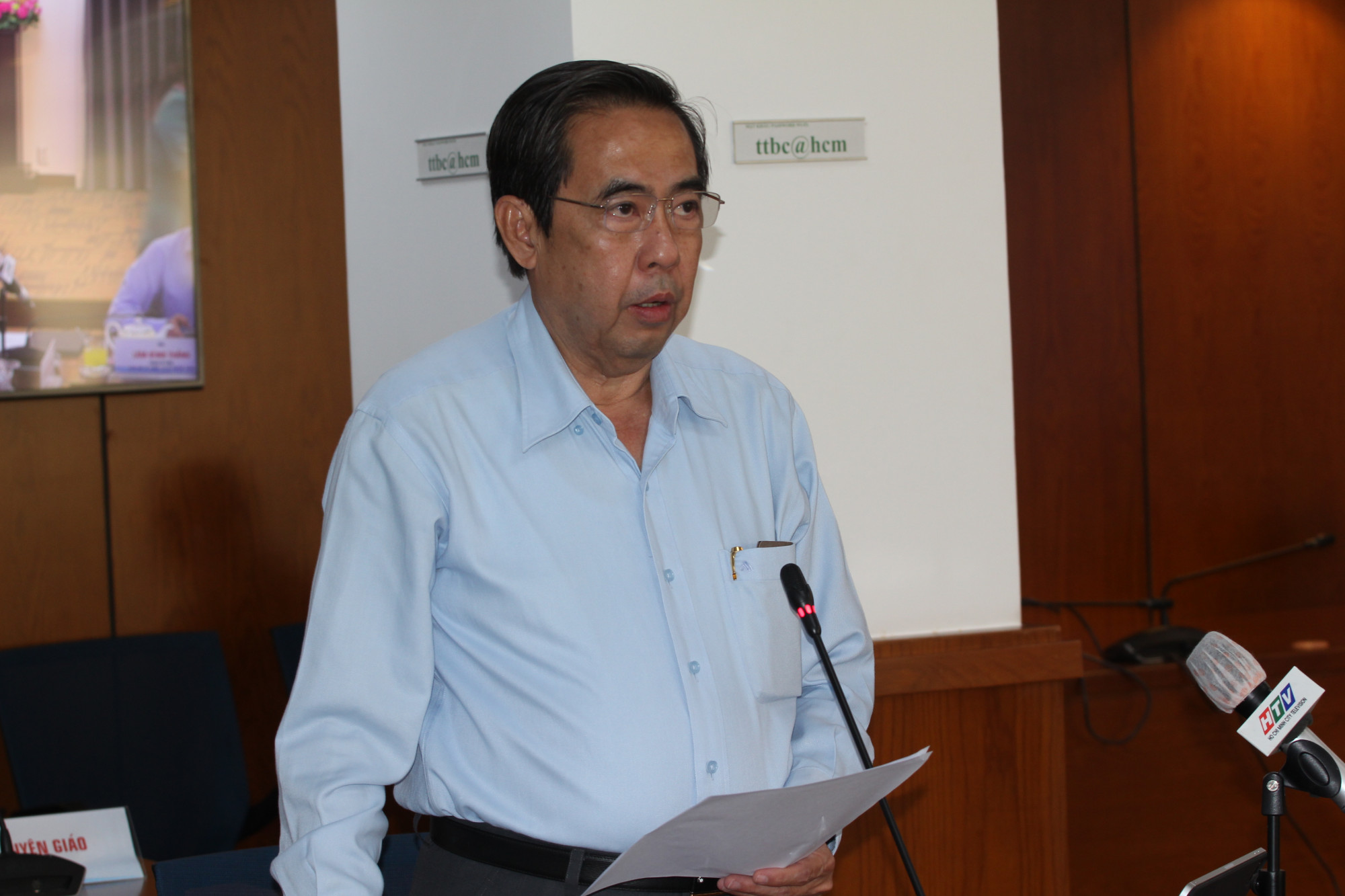 Ông Nguyễn Văn Lâm - Phó giám đốc Sở Lao động - Thương binh và Xã hội TPHCM thông tin tại họp báo