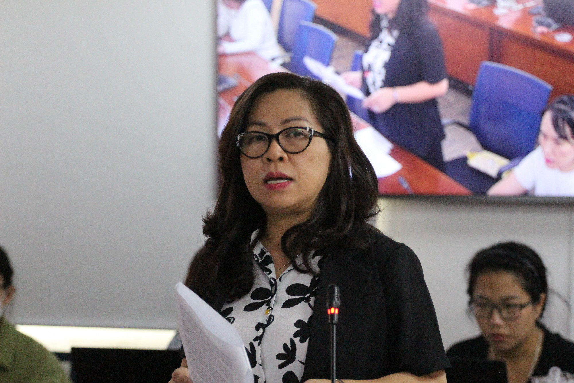 Bà Nguyễn Mỹ Hạnh - Phó chánh văn phòng Sở Văn hóa - Thể thao TPHCM tại họp báo
