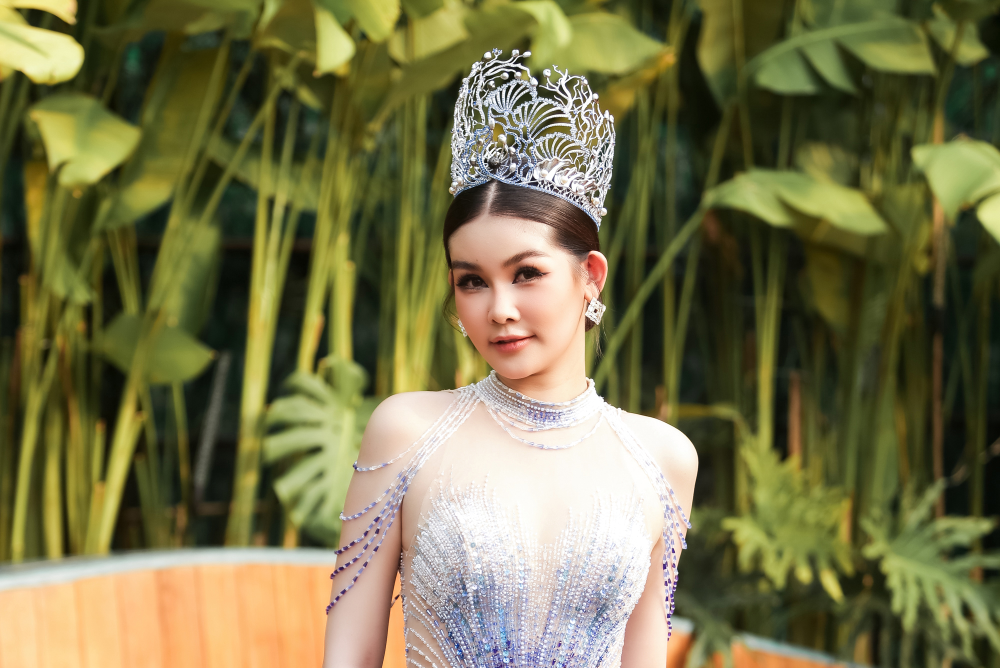 Hoa hậu Đại dương Việt Nam 2017 Ngân Anh trong buổi họp báo công bố cuộc thi Hoa hậu Đại dương Việt Nam 2023