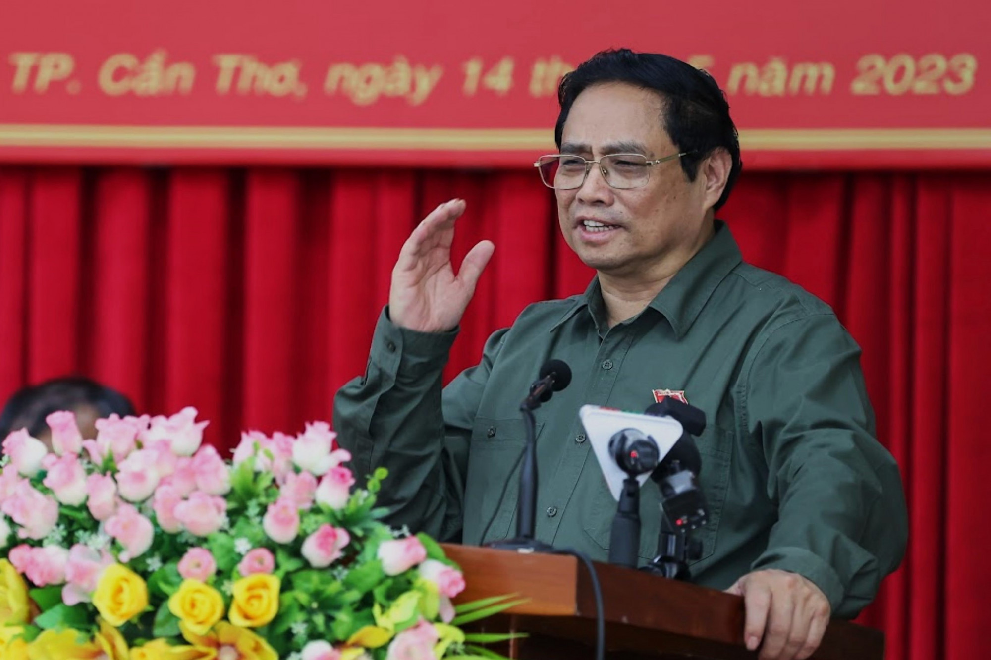 Thủ tướng Chính phủ Phạm Minh Chính phát biểu tại buổi tiếp xúc cử tri ngày 14/5 tại TP. Cần Thơ - Ảnh: chinhphu.vn