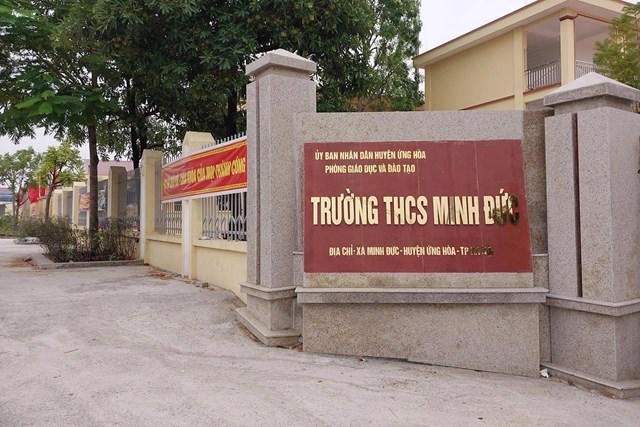 Trường THCS Minh Đức, nơi xảy ra ra vụ nữ sinh lớp 8 bị đánh hội đồng. Ảnh:DT