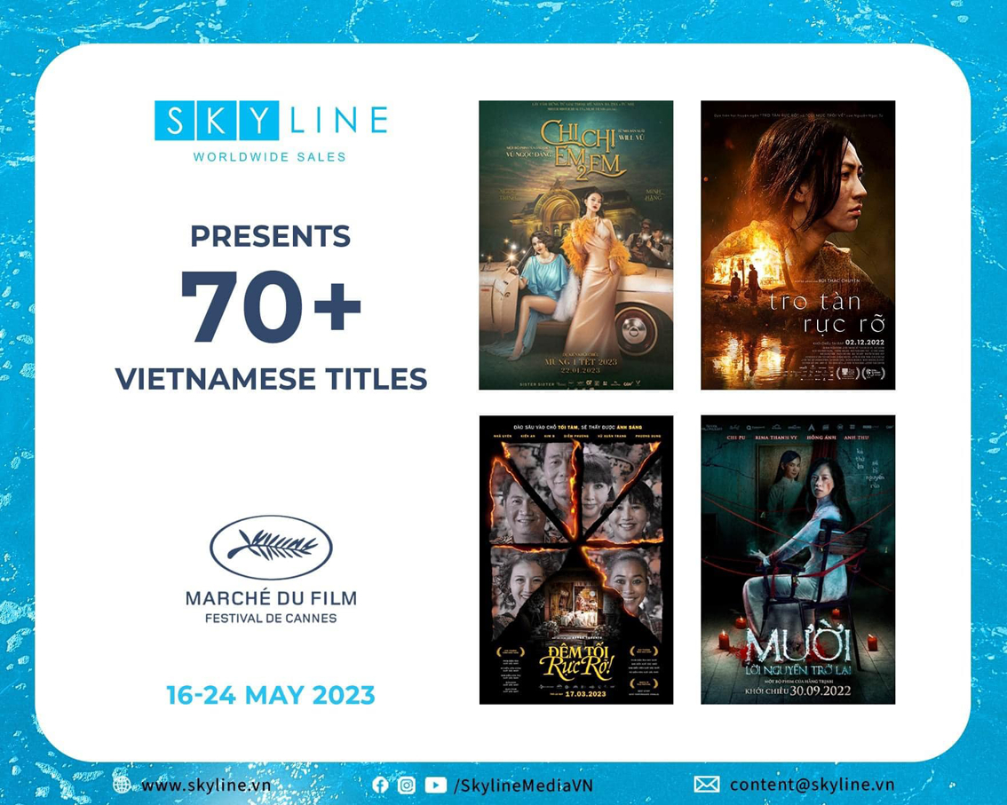 Hình ảnh quảng bá phim Việt được công ty Skyline Media mang đến chợ phim Marché du film - ẢNH: SKYLINE MEDIA
