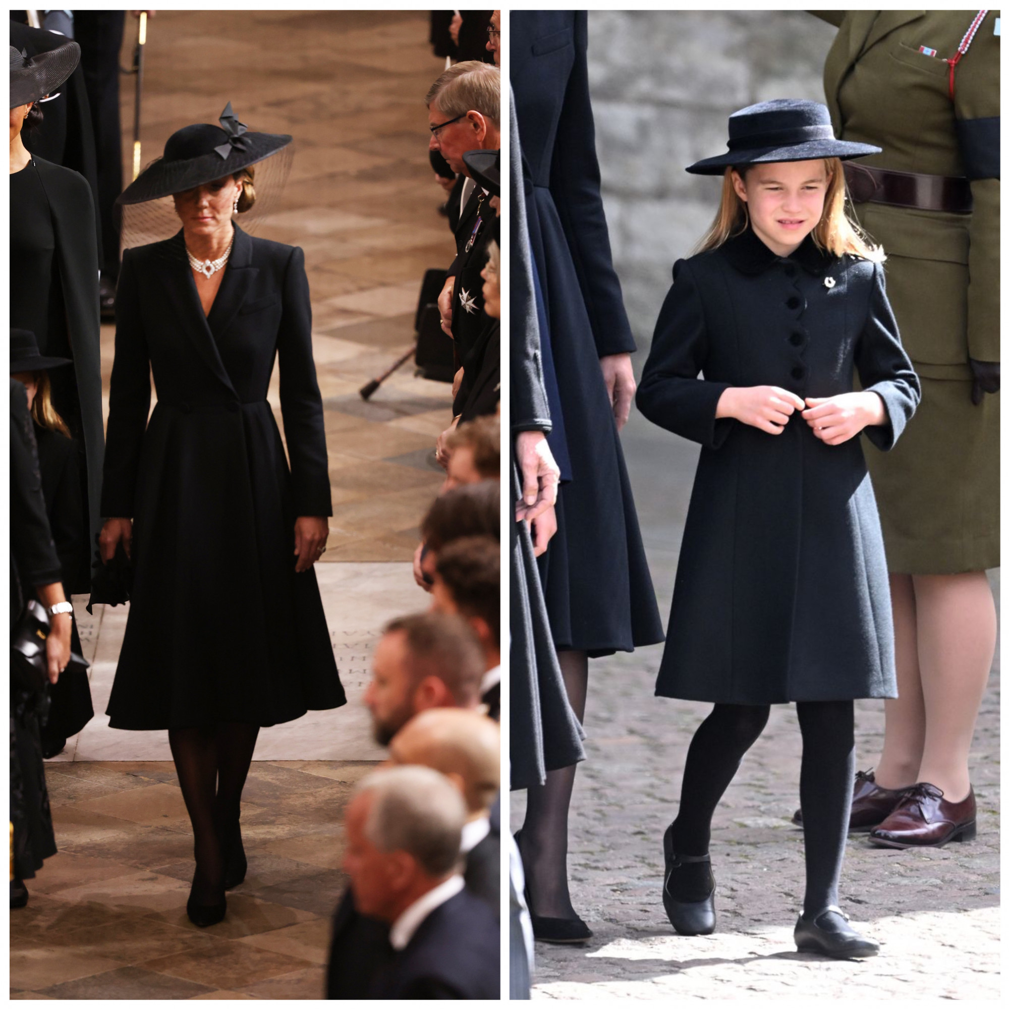 Trong đám tang nữ hoàng Anh Elizabeth , vương phi và công chúa mặc tông đen từ đầu đến chân