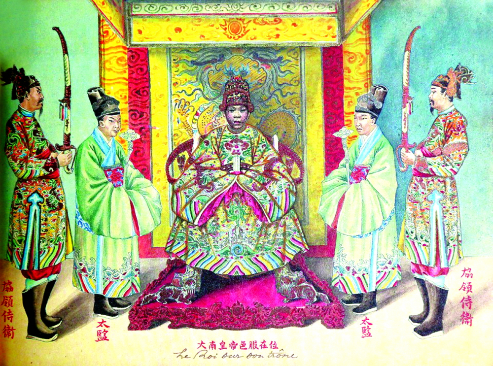 Tranh Đại Nam hoàng đế sắc tại vị (Hoàng đế nước Nam với đại triều phục) - Ảnh: chụp từ sách