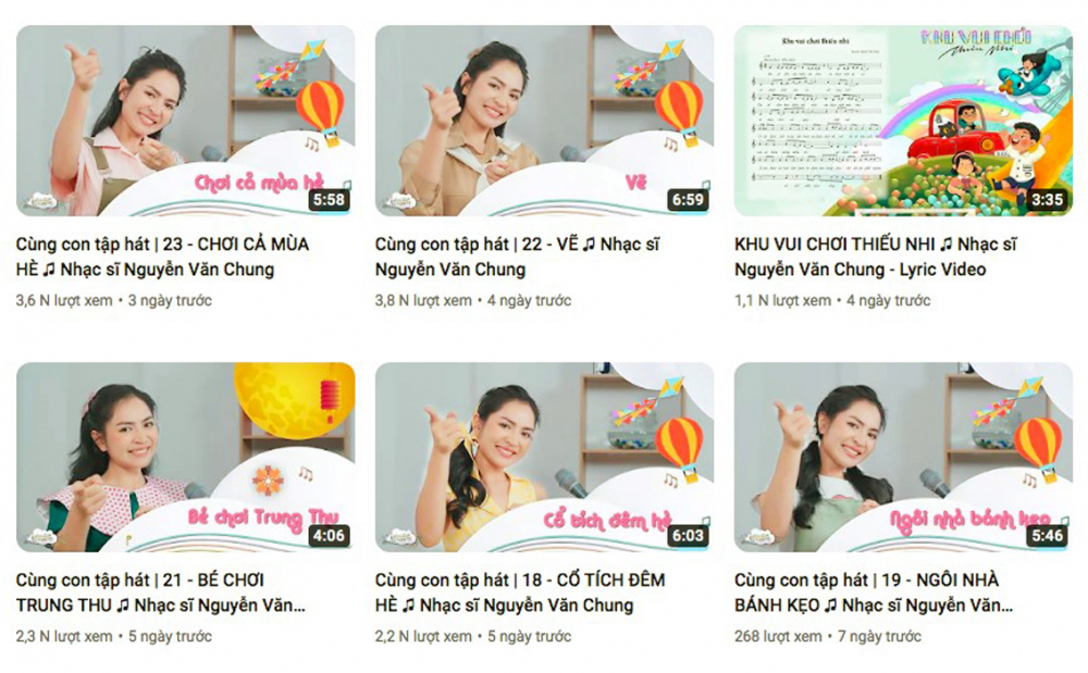Series Cùng con tập hát của nhạc sĩ Nguyễn Văn Chung - một sản phẩm âm nhạc thiếu nhi phù hợp, chất lượng tốt hiện nay (ảnh chụp màn hình)