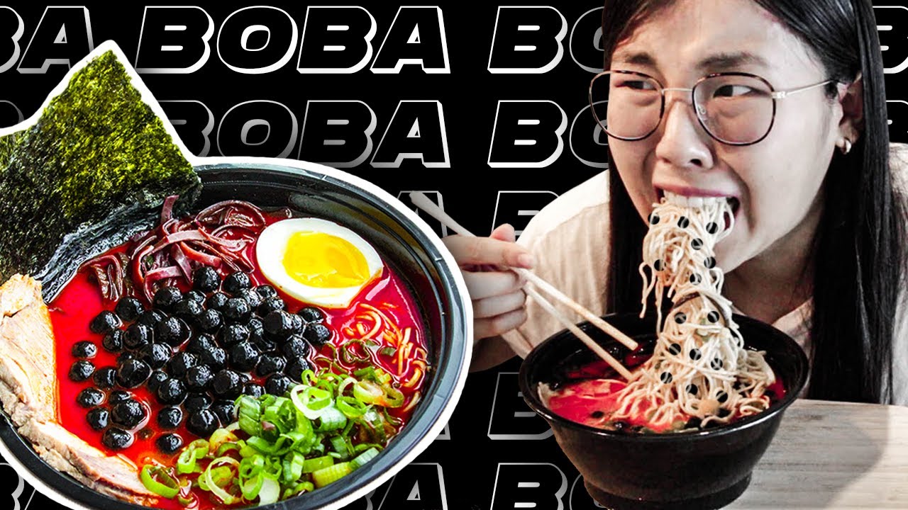 ramen trà sữa trân châu Trở lại năm 2019, hai nhà hàng mì ramen – Menya Musashi và Kanzan Menya ở Hồng Kông – đã gây sốt với món tsukemen trà sữa trân châu (ramen nhúng), chỉ giới hạn 10 phần ăn mỗi ngày. Nước chấm đặc thường đi kèm với tsukemen được thêm trân châu bột sắn, lá trà đỏ và sữa đậu nành để bắt chước loại đồ uống nổi tiếng.