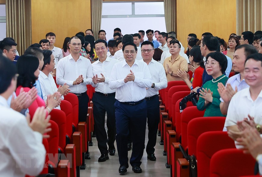 Thủ tướng Phạm Minh Chính thăm và làm việc với Hội Nhà báo Việt Nam - Ảnh: TTXVN