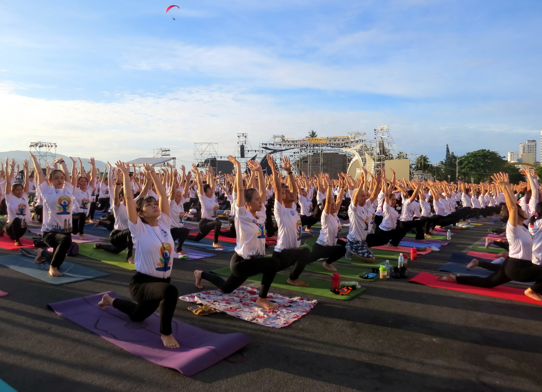 Tham gia đồng diễn Yoga có khoảng 1.200 người là huấn luyện viên, thành viên của các câu lạc bộ Yoga trên địa bàn tỉnh Khánh Hòa và 4 tỉnh, thành phố khác: Hồ Chí Minh, Bà Rịa - Vũng Tàu, Bình Thuận, Ninh Thuận, Phú Yên