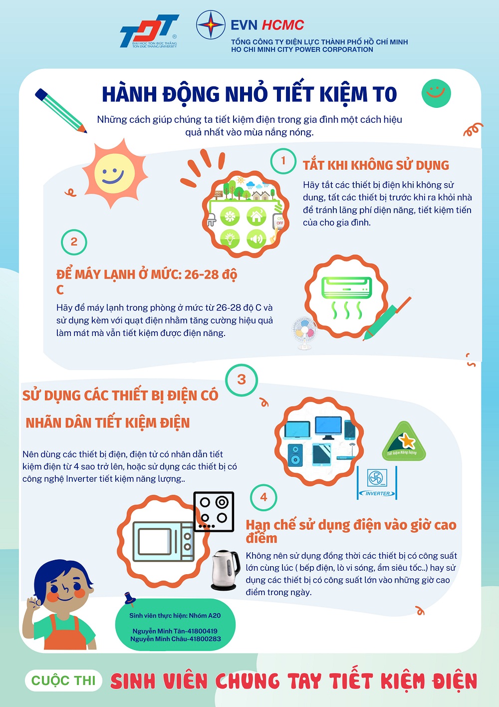 Infographic truyền thông tiết kiệm điện của sinh viên Nguyễn Minh Tân - Trường đạo học Tôn Đức Thắng