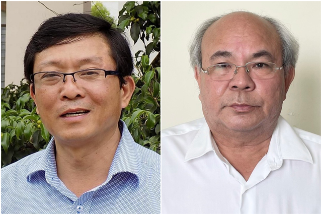 Các ông Huỳnh Văn Tâm (trái) và Hoa Công Hậu bị khai trừ ra khỏi Đảng