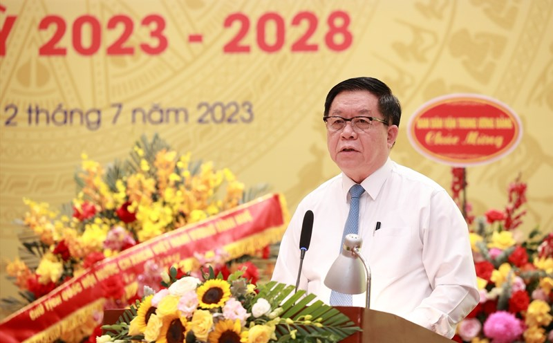 Trưởng Ban Tuyên giáo Trung ương Nguyễn Trọng Nghĩa phát biểu tại Đại hội đại biểu Hội Xuất bản Việt Nam khóa V
