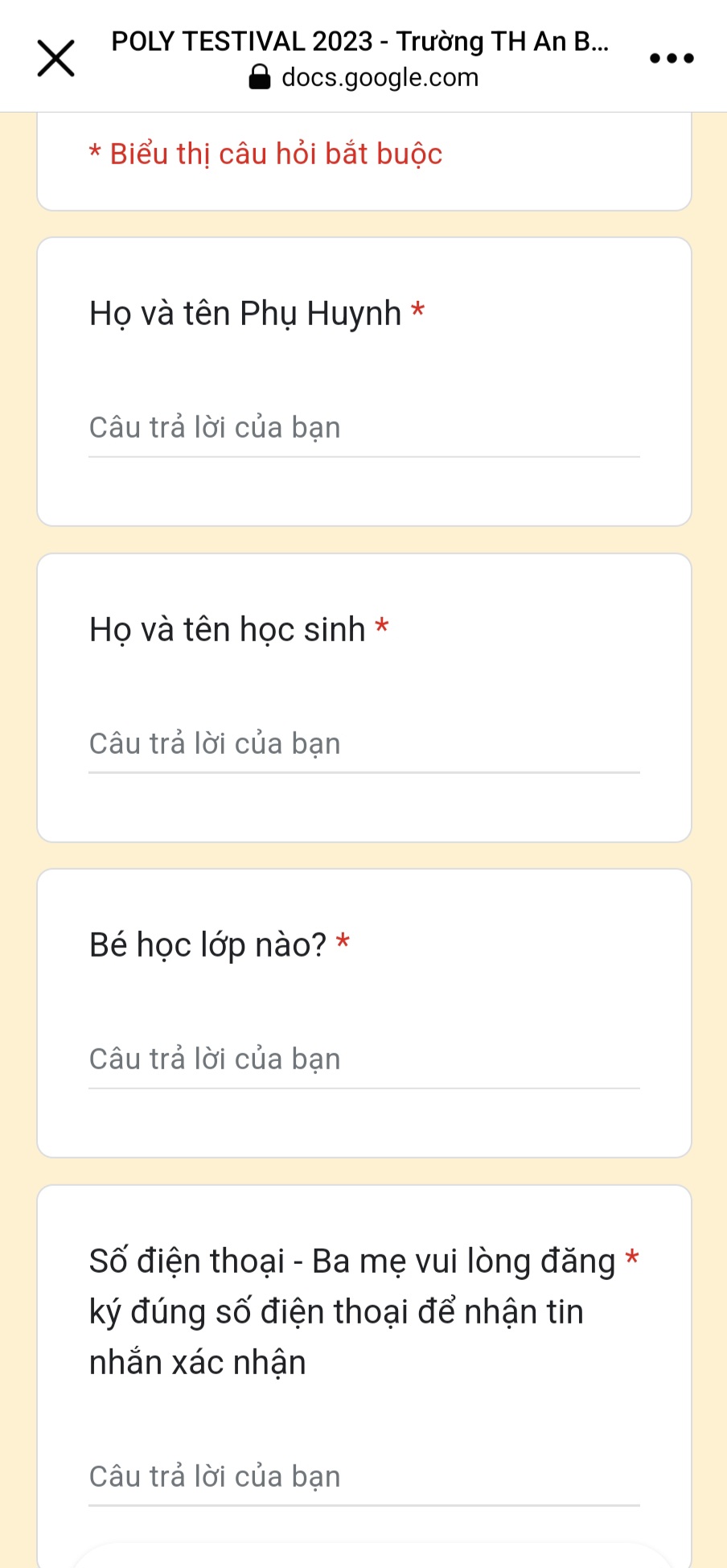 Phụ huynh học sinh phải cung cấp thông tin để được tham gia khảo sát năng lực tiếng Anh cho học sinh