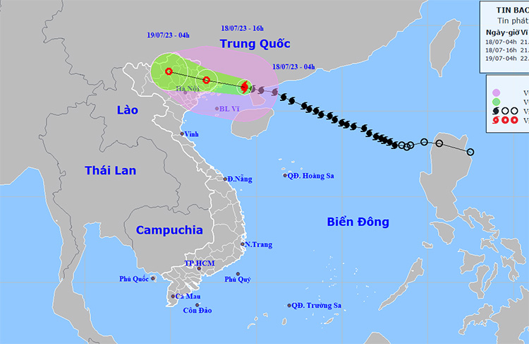 Vị trí cơn bão số 1 lúc 5g ngày 18/7