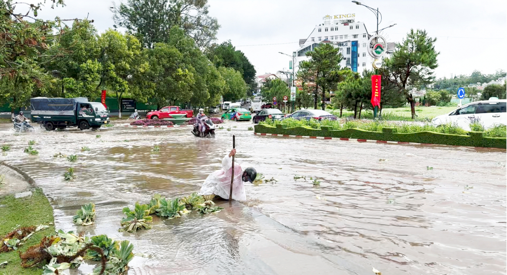  Trung tâm TP Đà Lạt bị ngập nặng sau một trận mưa to. Những năm gần đây, tình trạng Đà Lạt bị ngập diễn ra khá thường xuyên - ẢNH: TÚ LINH