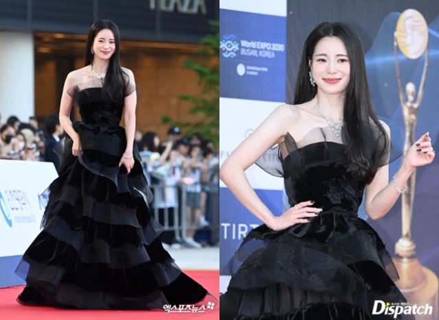 Lim Ji Yeon được khen đẹp tựa thiên nga đen khi diện chiếc đầm đen xếp tầng vô cùng lộng lẫy và sang chảnh khi sải bước trên thảm đỏ sự kiện.