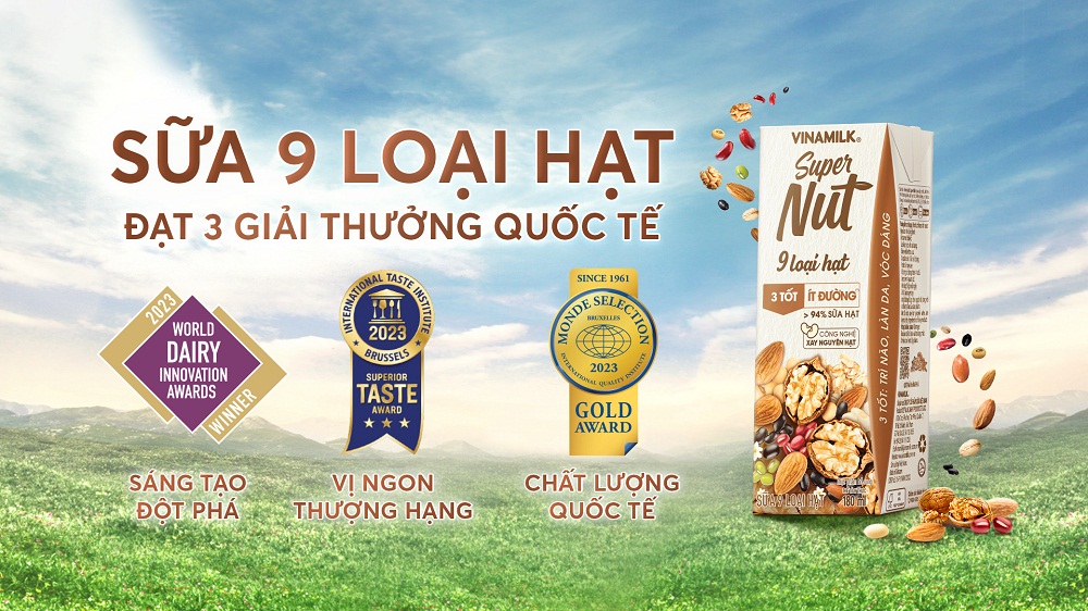 Sữa 9 loại hạt Vinamilk Super Nut dành 3 giải thưởng quốc tế