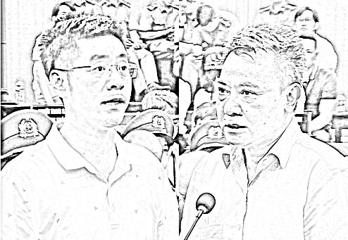 Hoàng Văn Hưng (trái) và Nguyễn Anh Tuấn tại tòa
