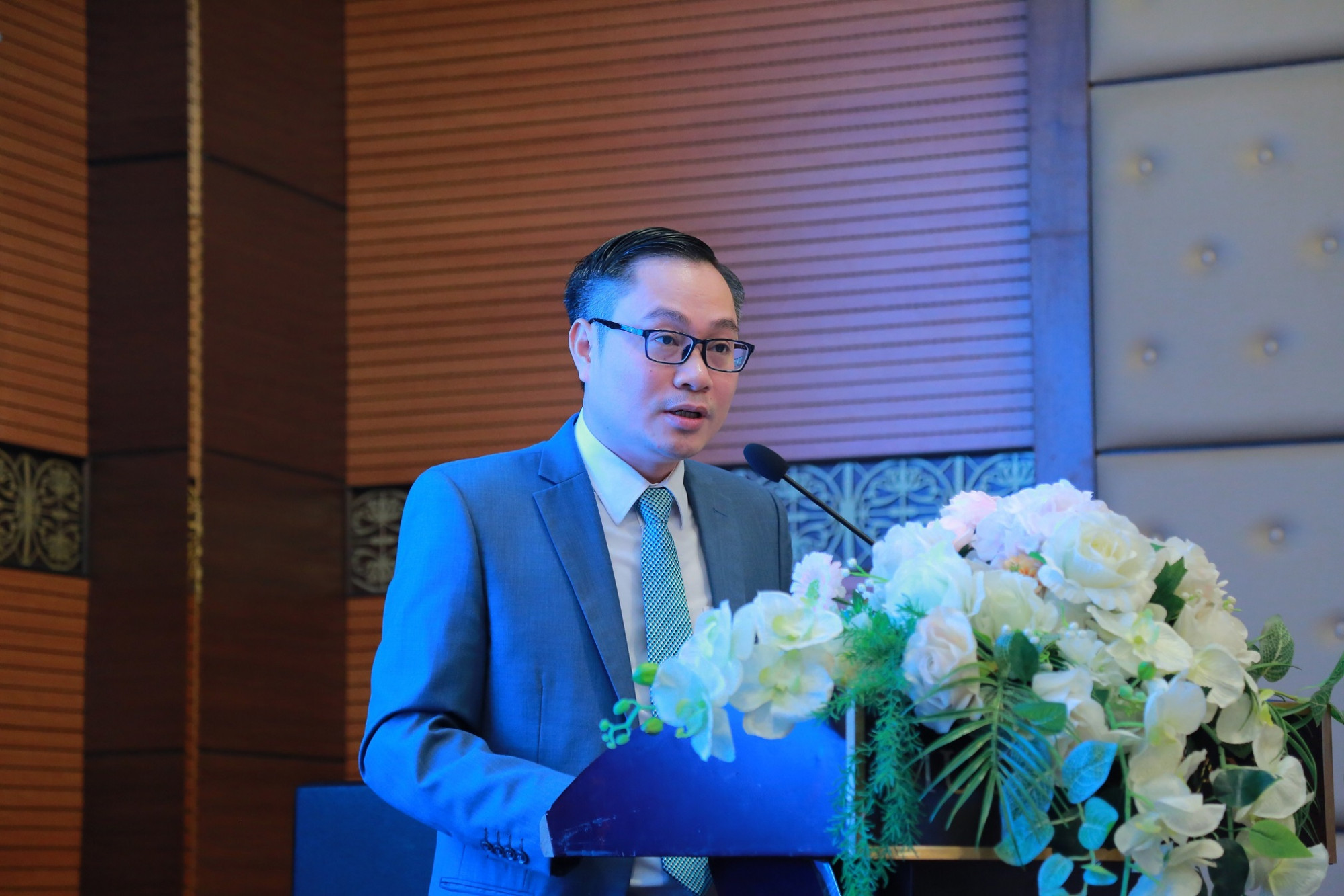 Đại tá Lê Hoàng Dương, Phó cục trưởng Cục Đối ngoại Bộ Công an, phát biểu tại hội thảo - Ảnh: UNW