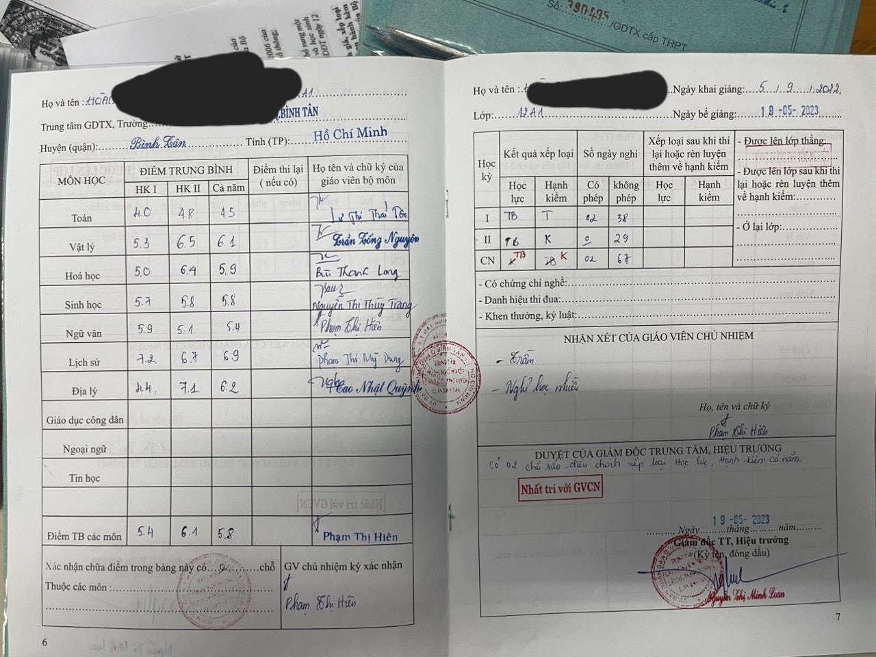Học sinh H.C.G được Trung tâm GDNN-GDTX quận Bình Tân xác nhận không đủ điều kiện dự thi tốt nghiệp THPT song vẫn có số báo danh, dự thi và đã tốt nghiệp