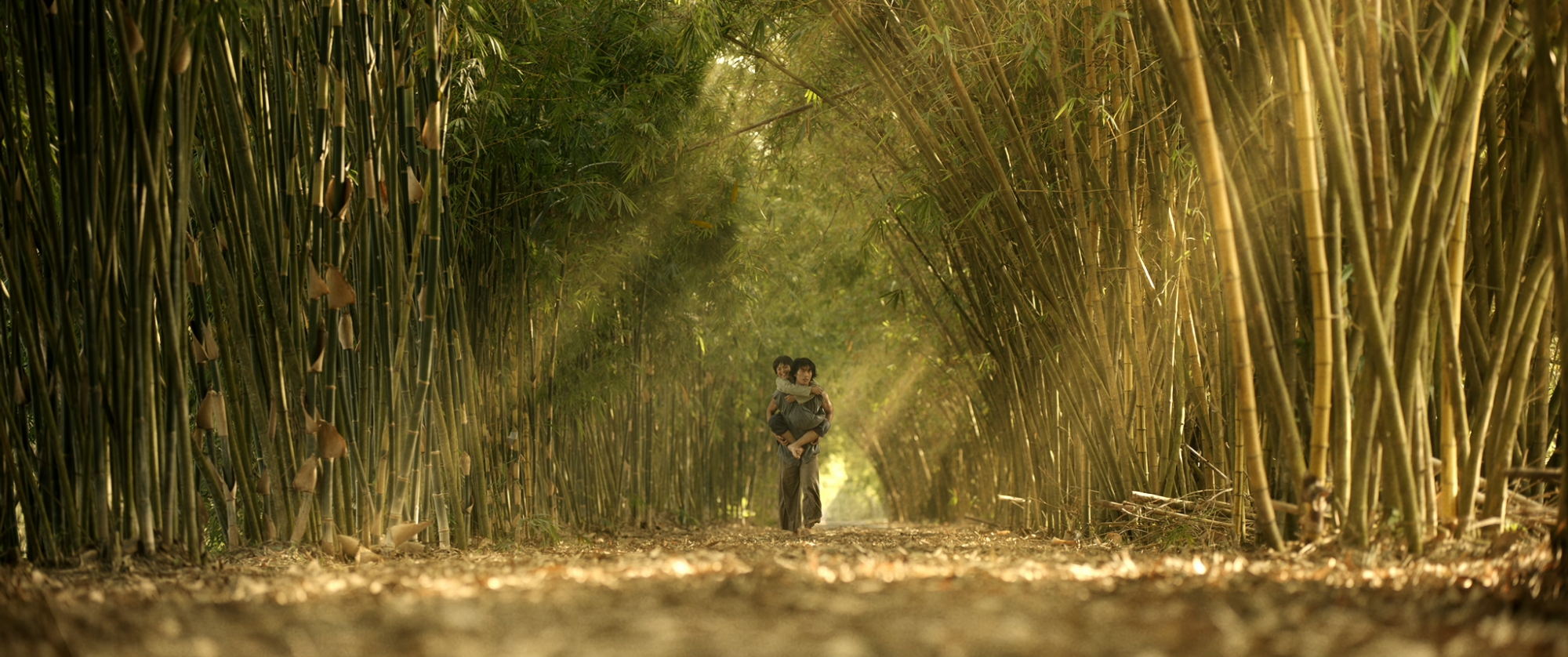 Cảnh Út Lục Lâm và bé An đi dưới những luỹ tre xanh khiến Tuấn Trần ấn tượng