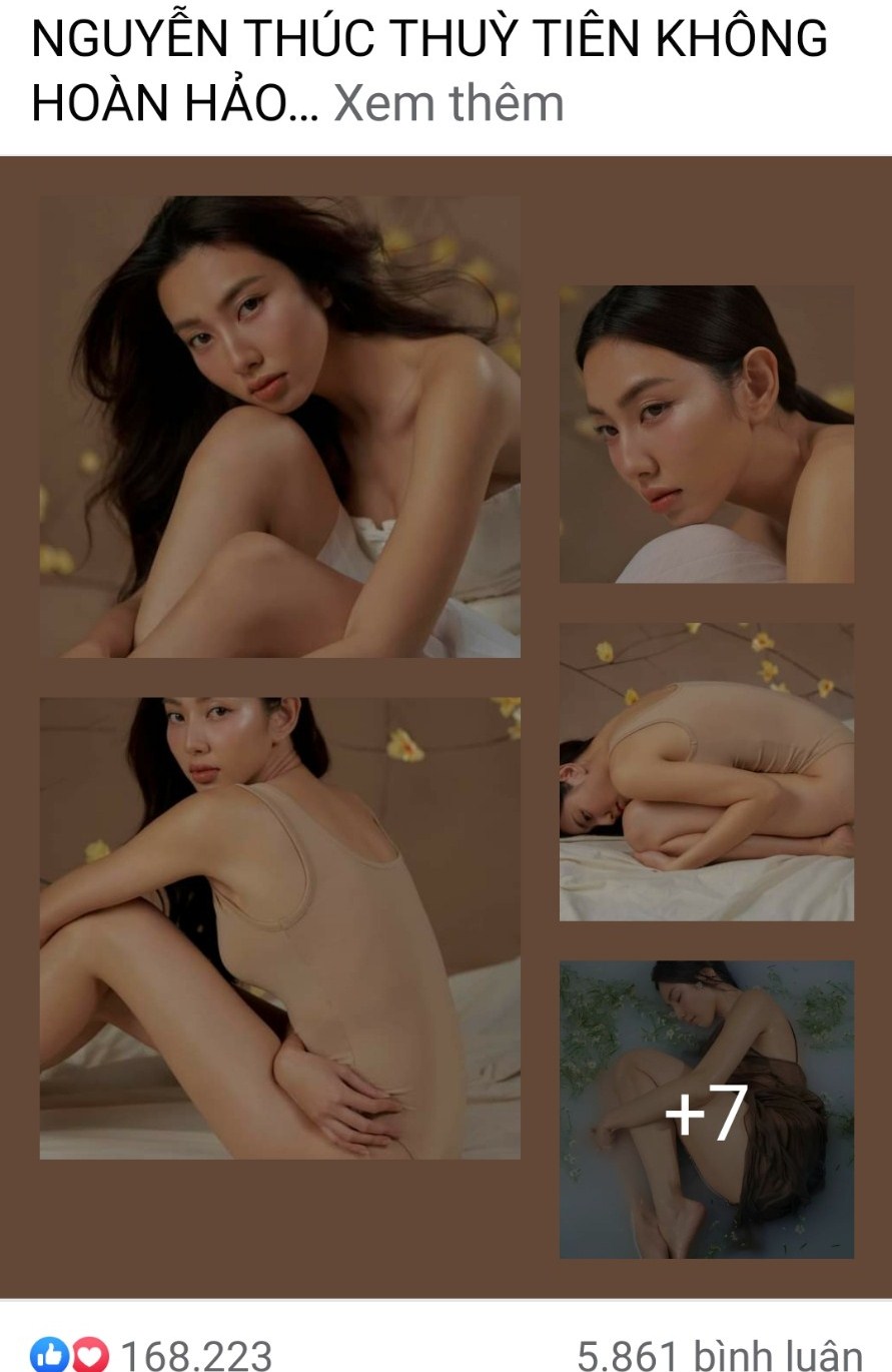 Bộ ảnh khoe vết rạn và bài đăng của Hoa hậu Thùy Tiên gây sốt, nhận được nhiều bình luận tích cực (ảnh fanpage nhân vật)