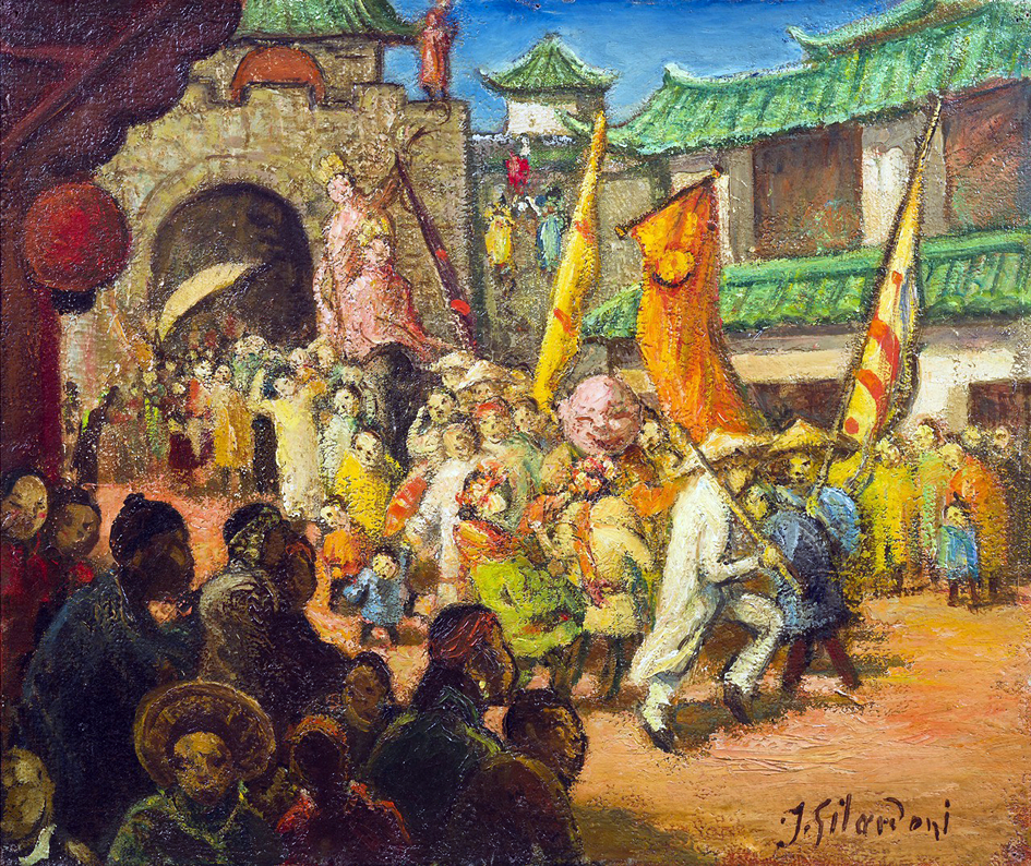 Tác phẩm Đám rước ở Chợ Lớn của danh họa Joseph Gilardoni sẽ có mặt tại Mộng Viễn Đông