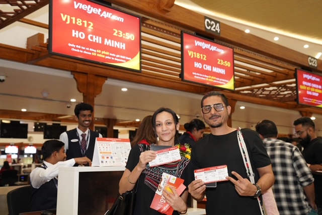 Lễ khai trương đường bay mới Kochi - TPHCM diễn ra trang trọng với các nghi thức truyền thống Ấn Độ tại sân bay Kochi - Ảnh: Vietjet