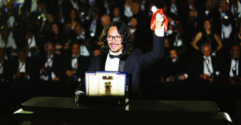 Phạm Thiên Ân trên sân khấu nhận giải tại Liên hoan phim Cannes 2023 - Ảnh do nhân vật cung cấp