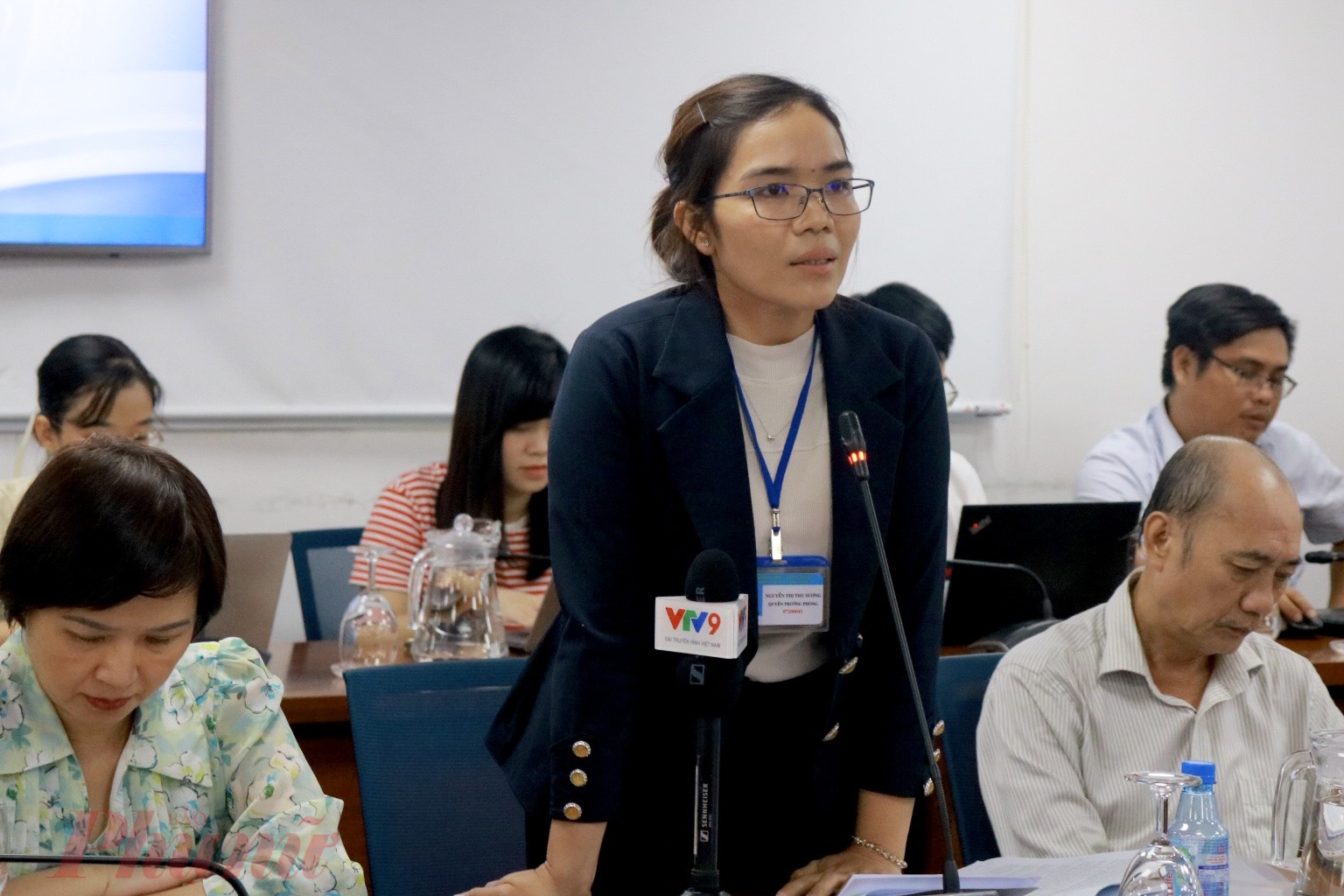 Bà Nguyễn Thị Thu Sương - Trưởng phòng Quản lí khoa học, Sở khoa học & Công nghệ TPHCM  tại buổi họp báo