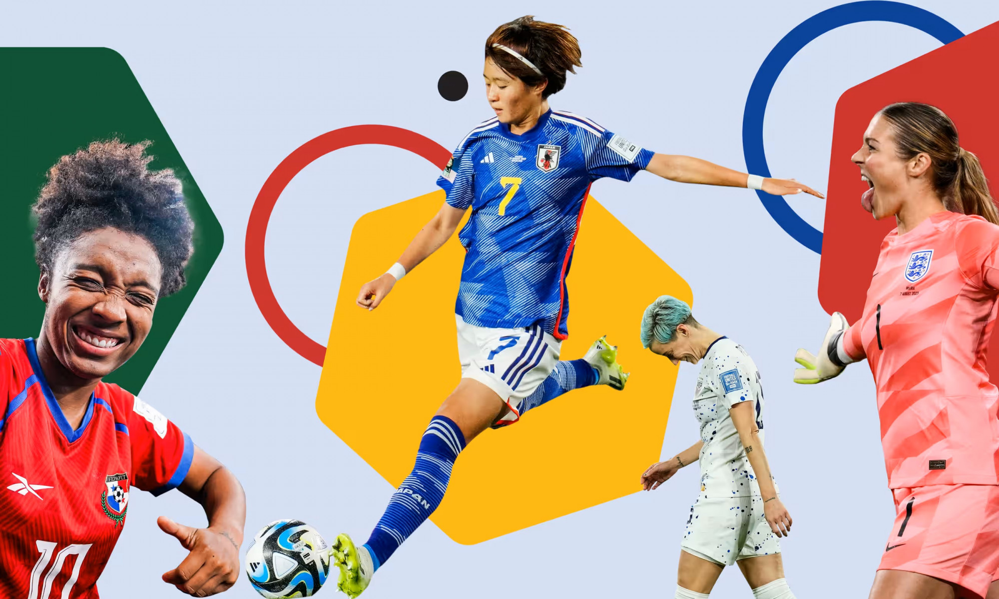 Từ trái qua: Marta Cox, Hinata Miyazawa, Megan Rapinoe và Mary Earps - Ảnh: AP, Shutterstock